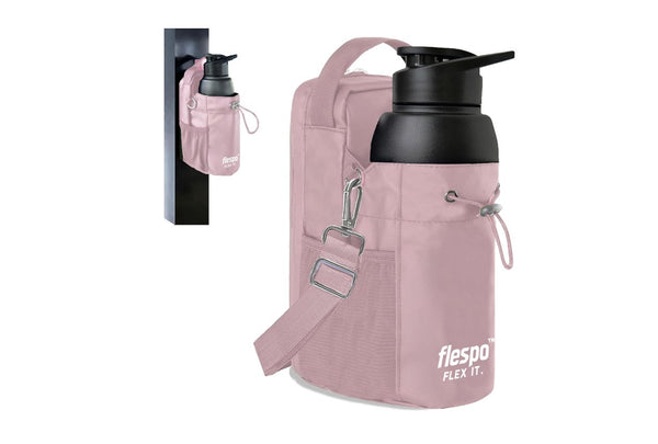 Pink Magnetic Gym Bag with water bottle holder, Crossbody sling, pockets for phone, towel, key