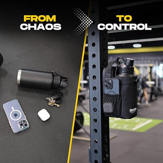 Black - Magnetic Gym Bag with water bottle holder, Crossbody sling, pockets for phone, towel, key