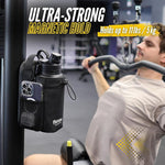 Black - Magnetic Gym Bag with water bottle holder, Crossbody sling, pockets for phone, towel, key