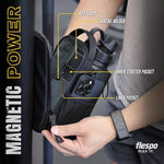 Black - Magnetic Gym Bag with water bottle holder, Crossbody sling, pockets for phone, towel, key
