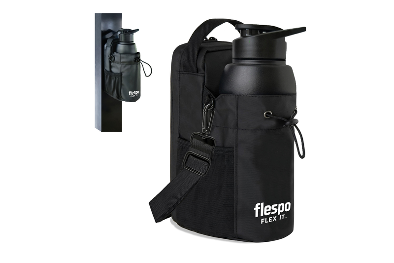 Black - Magnetic Gym Bag with water bottle holder, Crossbody sling, pockets for phone, towel, key